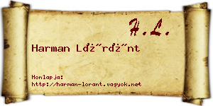 Harman Lóránt névjegykártya